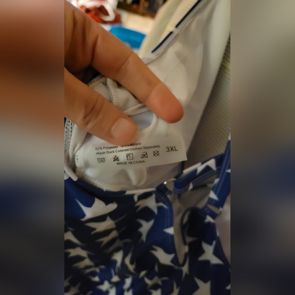 Shein American Flag One Piece Criss Cross Back Adj straps Bathing Suit 3XL - Picture 3 of 6